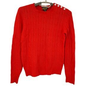 Ralph Lauren Rugby Womens Cable Knit Sweater Orange Size Small